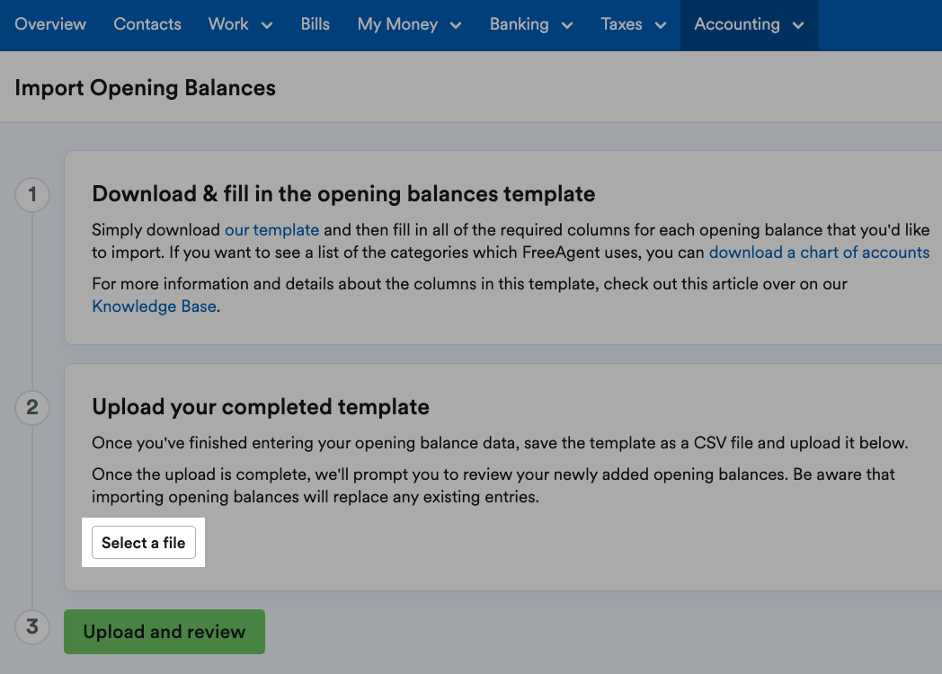 Select a file button highlighted