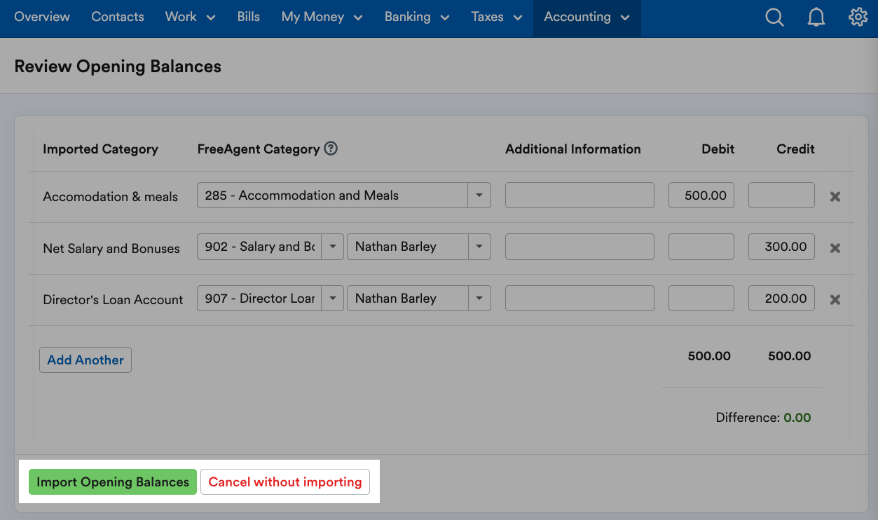 Import buttons highlighted