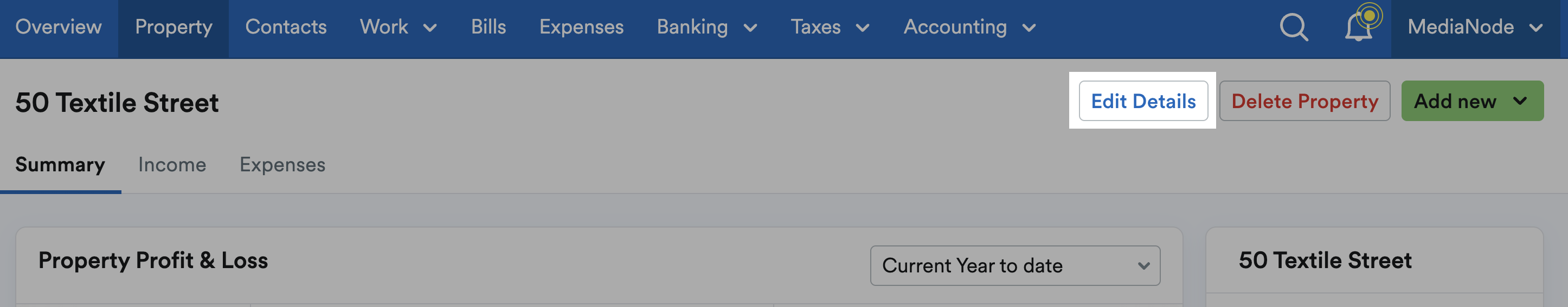 Property page with Edit Details button highlighted