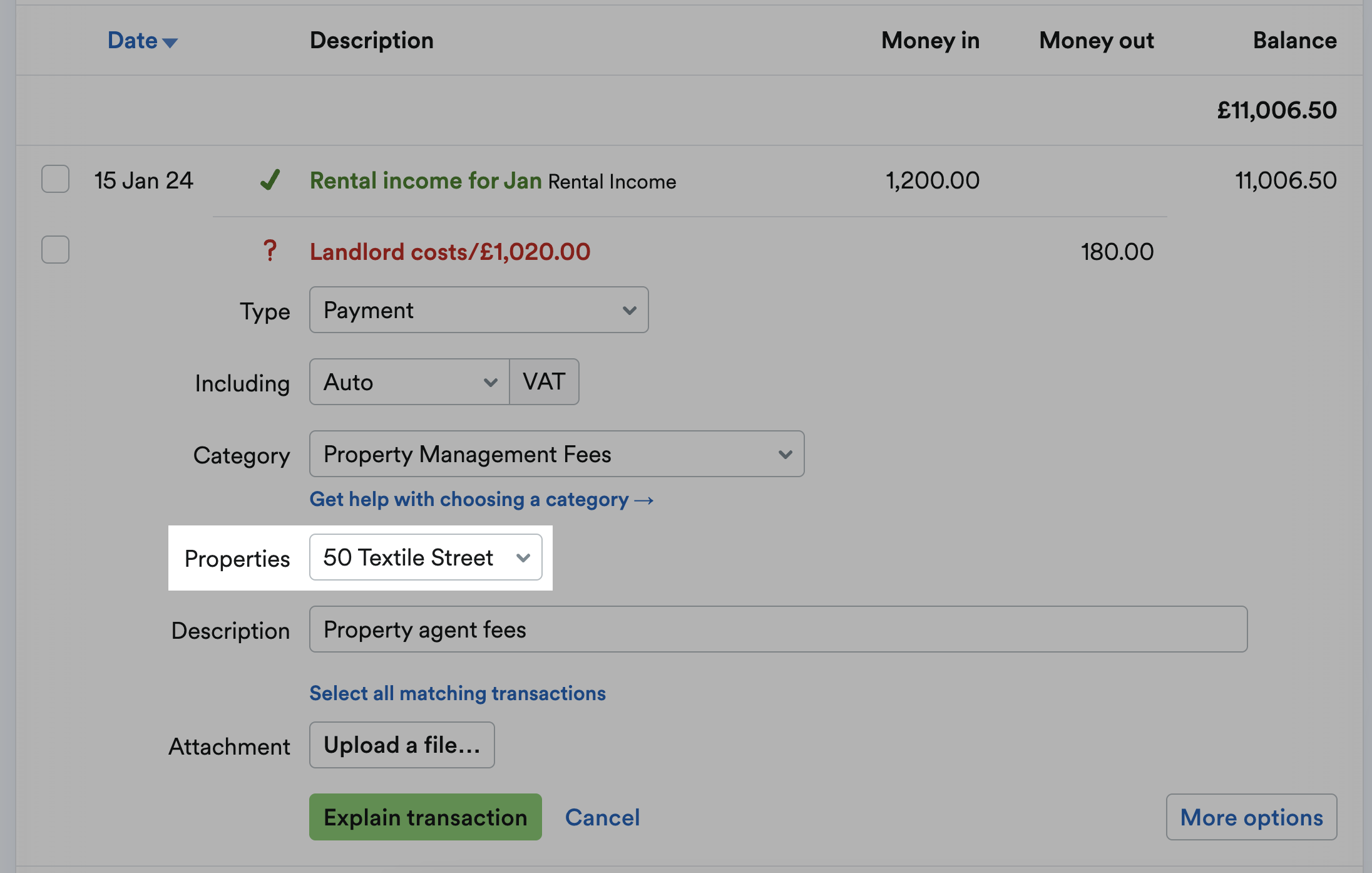 Properties menu highlighted