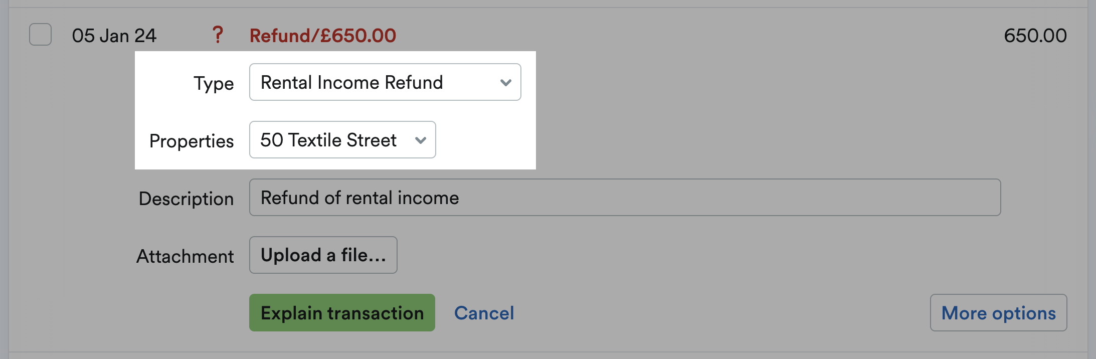 Type and Properties menu highlighted with relevant options selected