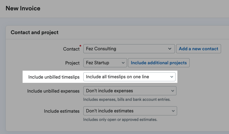Option to include all timeslips on one line highlighted.