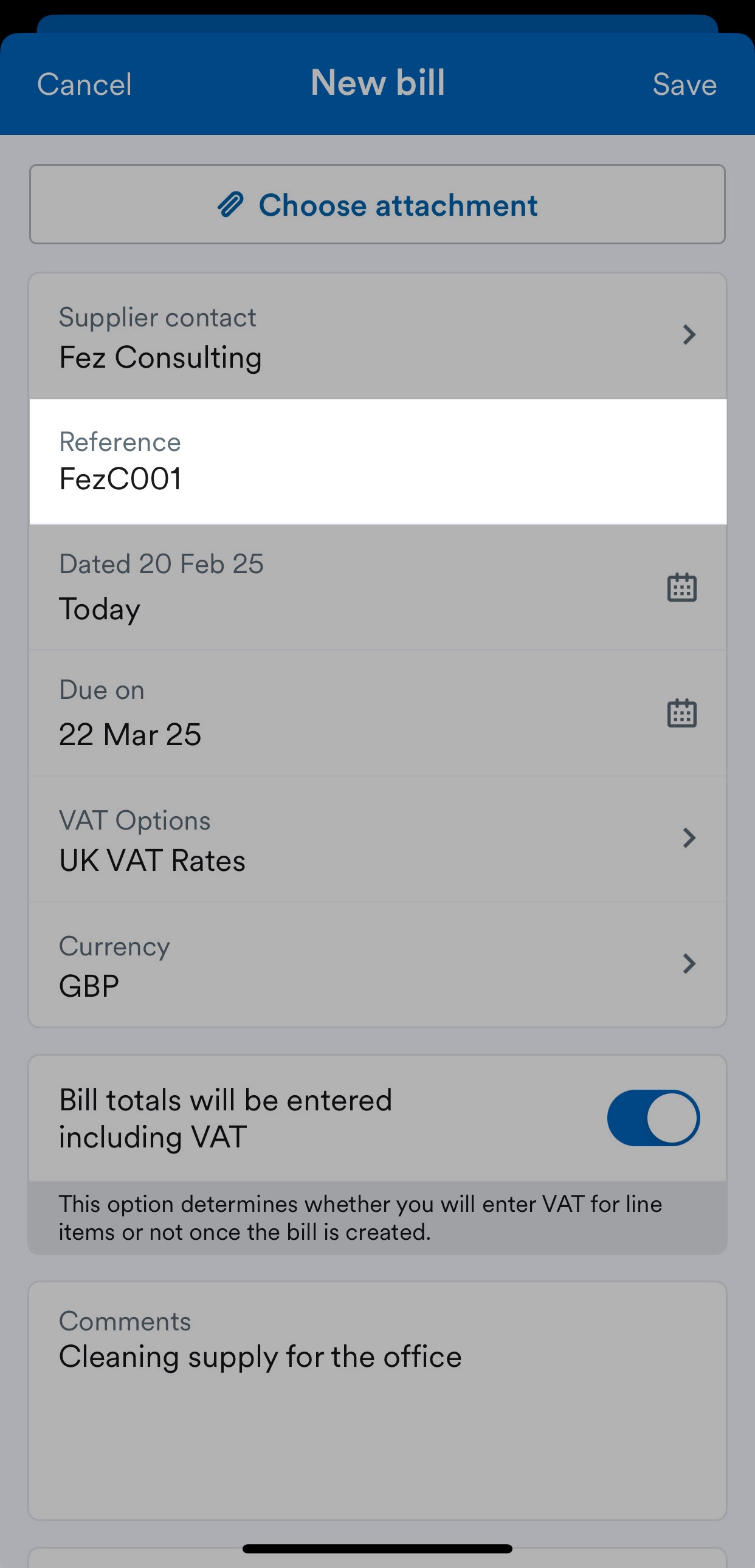 Reference field highlighted