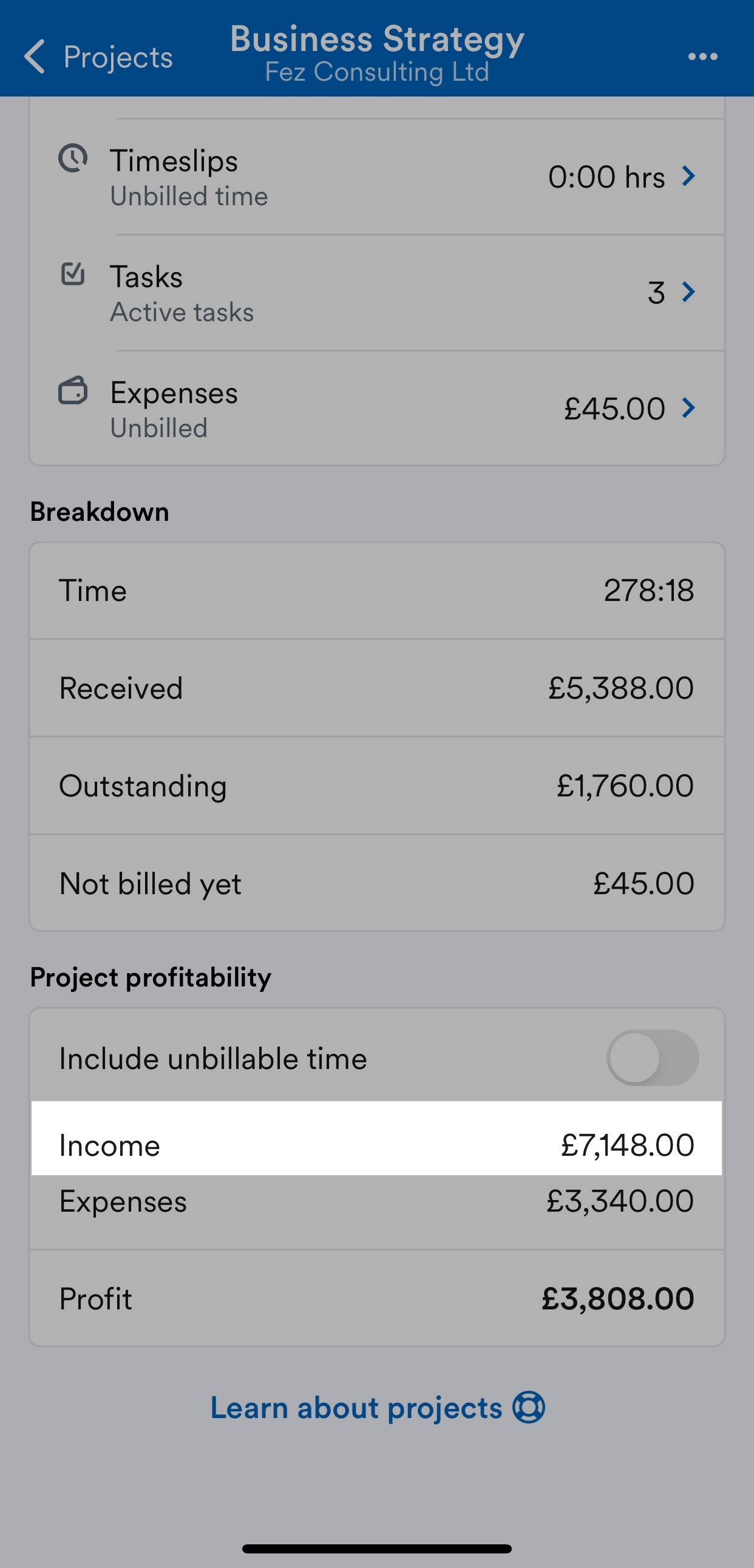 income highlighted