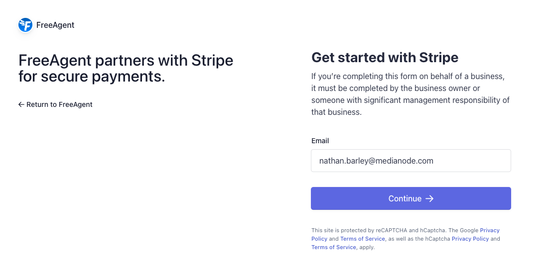 Stripe sign-in screen.