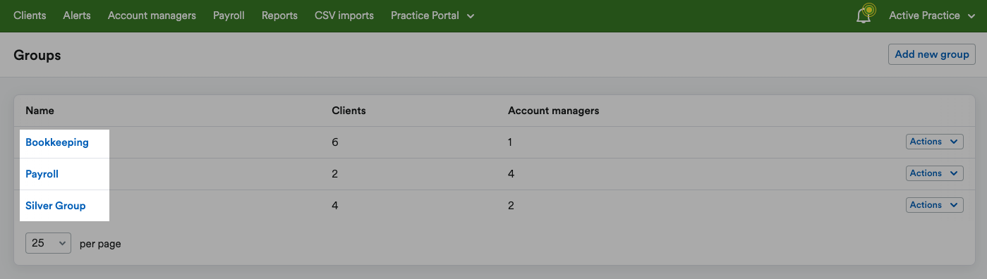 Listed groups highlighted under Name header.