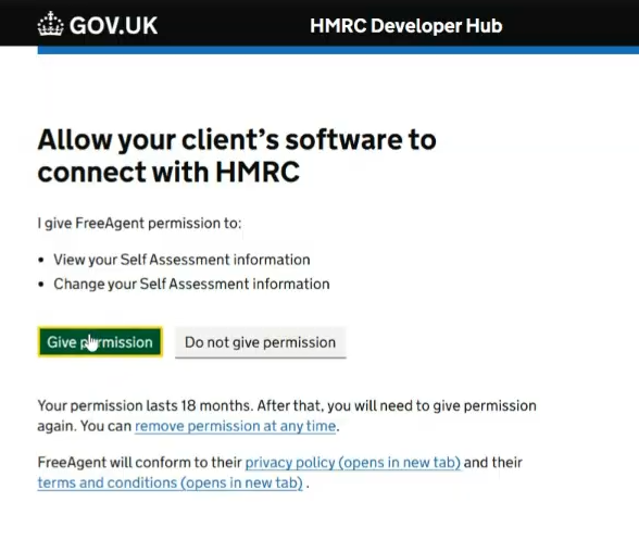 Gov.uk site that allows you client's software to connect with HMRC.