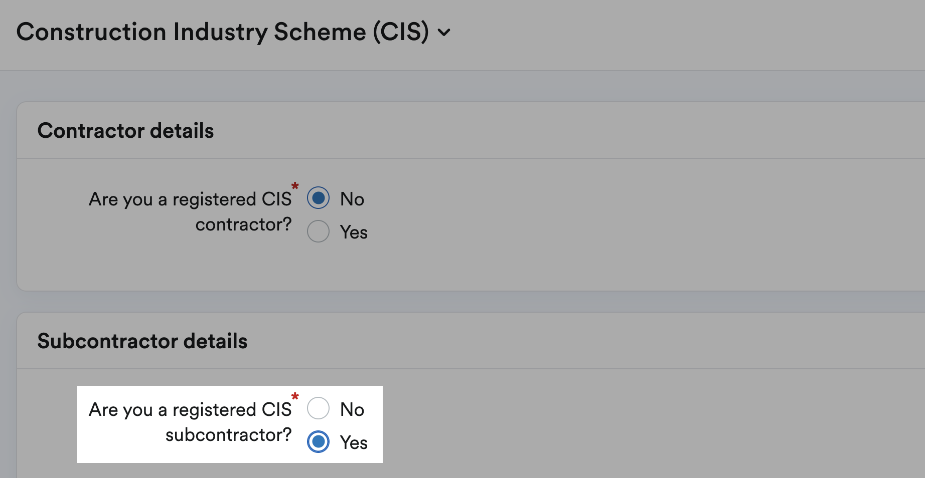 Option to register as a CIS subcontractor in FreeAgent highlighted