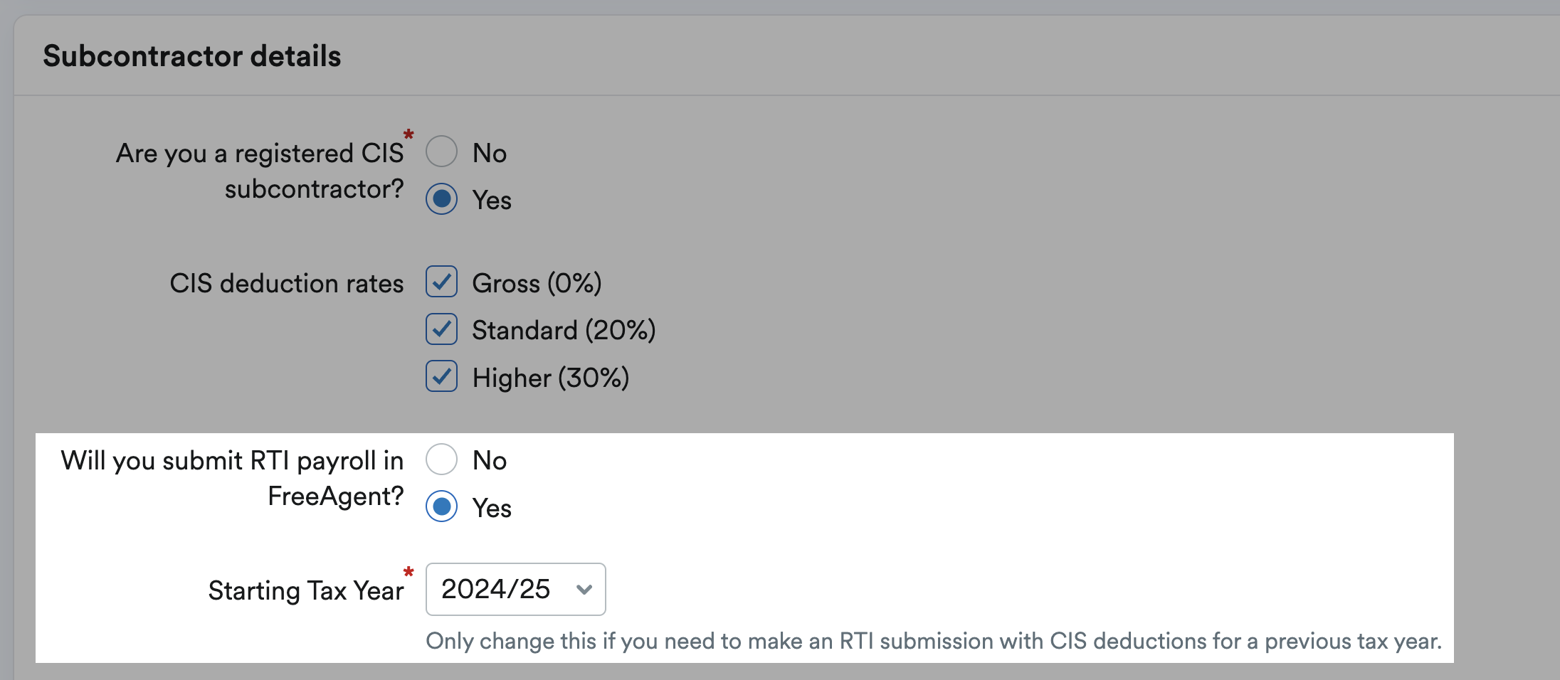 Question for running payroll set to yes and highlighted with tax year selected