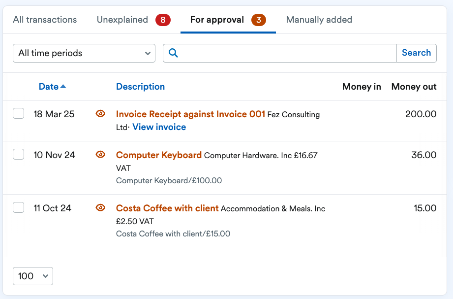 Bank transactions being automatically categorised by Guess.