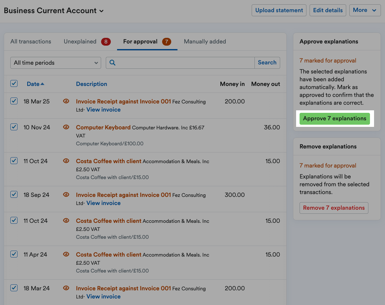 Multiple bank transactions being approved at once.