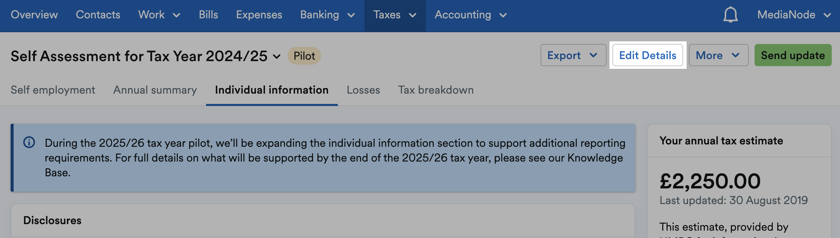 'Edit Details' button highlighted at the top-right of the individual information page.