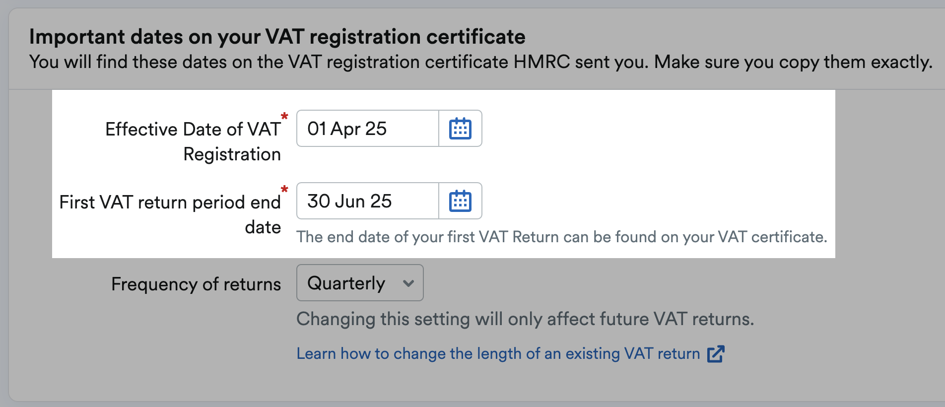 VAT registration dates highlighted