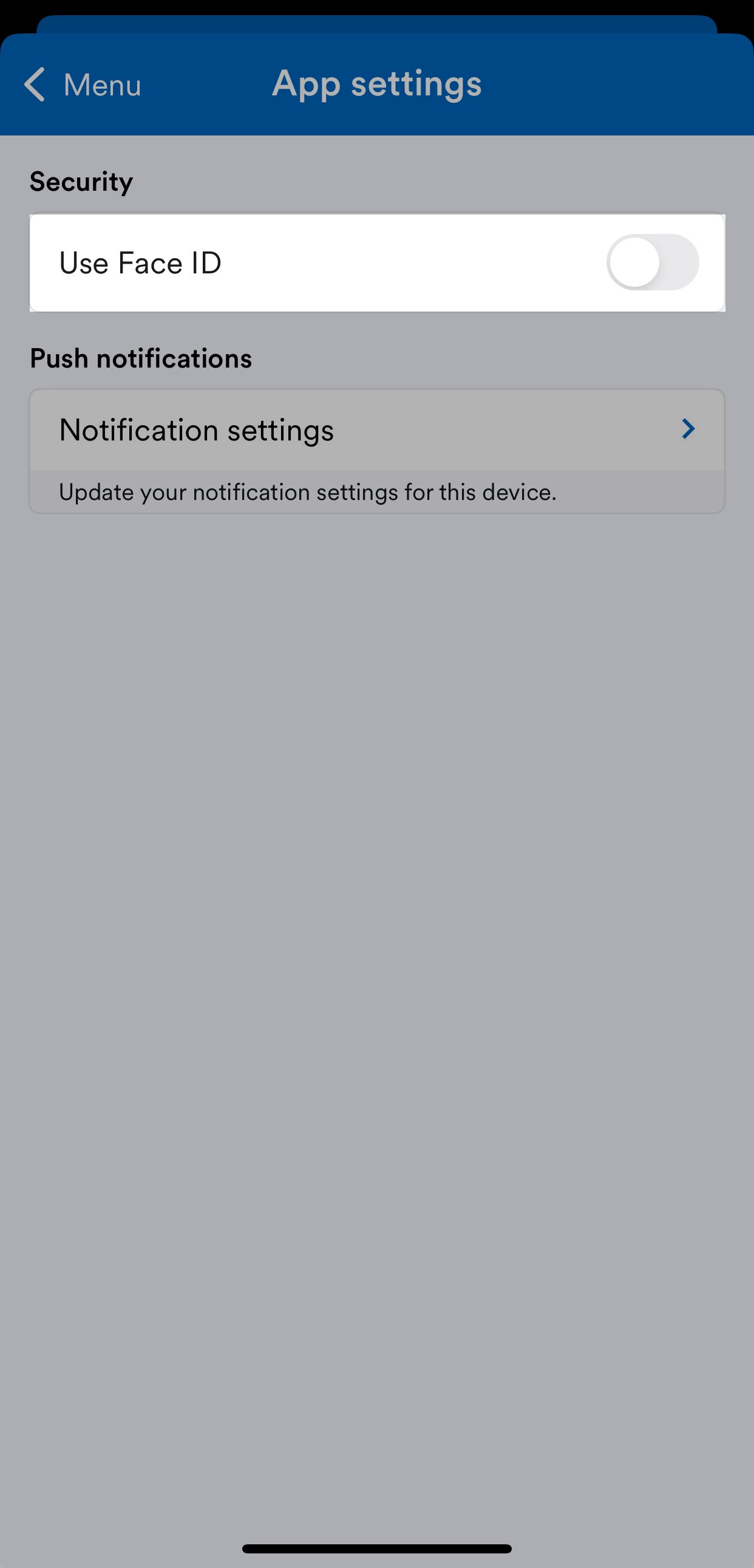 Touch IF or Face ID option toggle highlighted