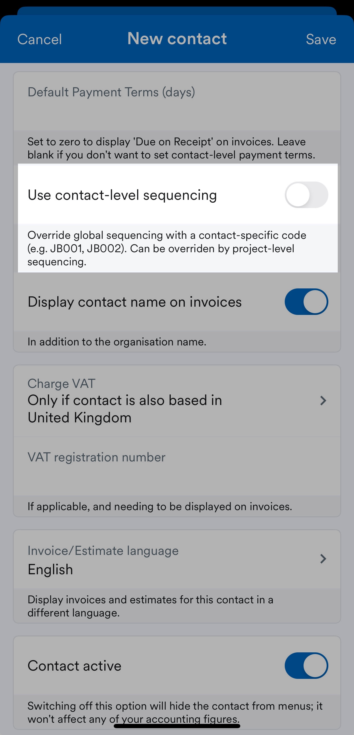 Toggle to 'Use contact-level sequencing'.
