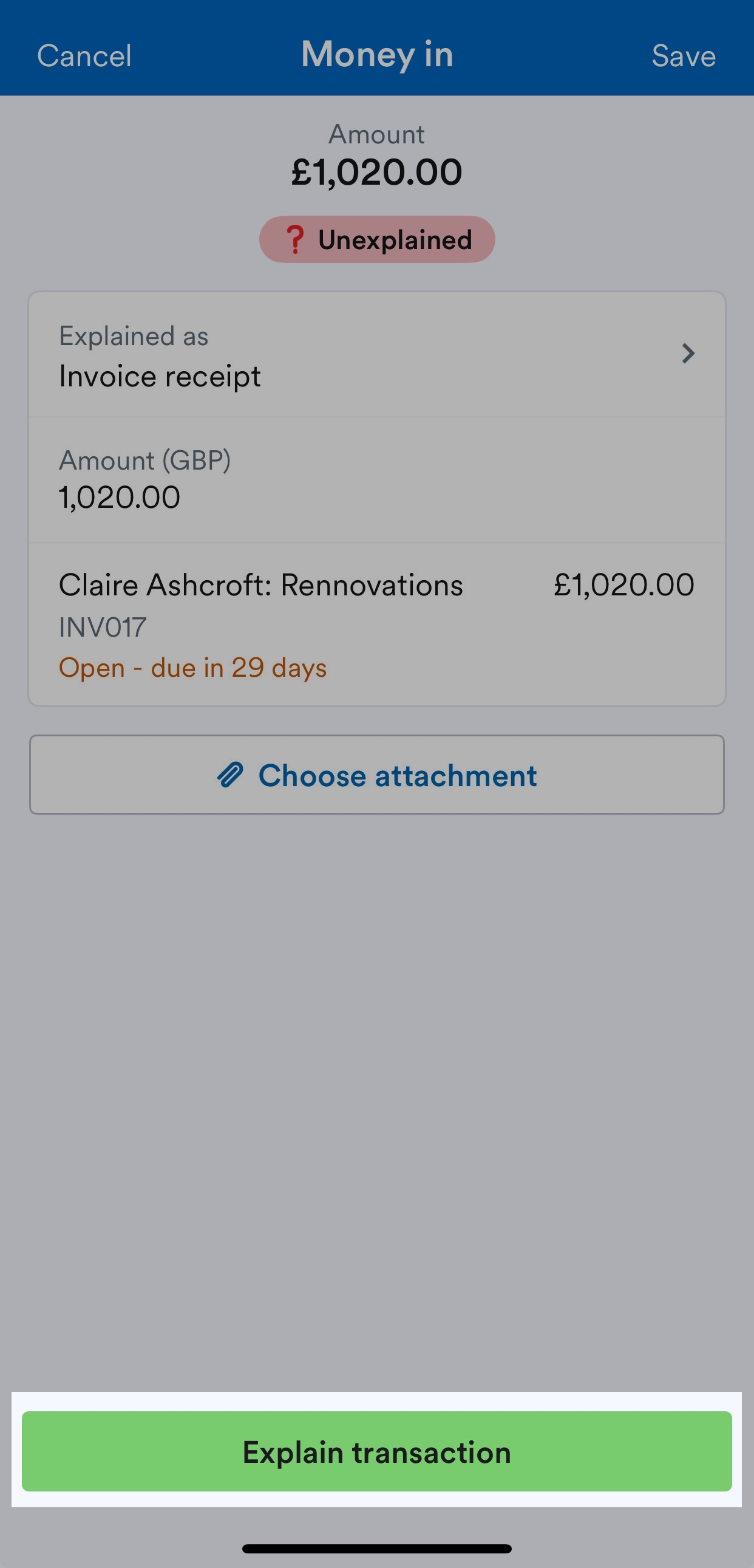 Explain transaction highlighted on bank transaction