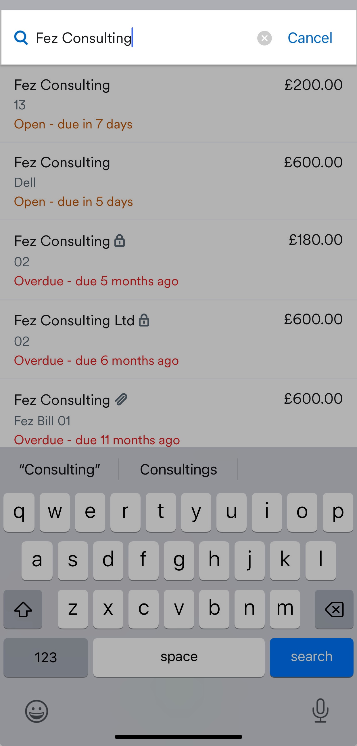 Bill search box highlighted