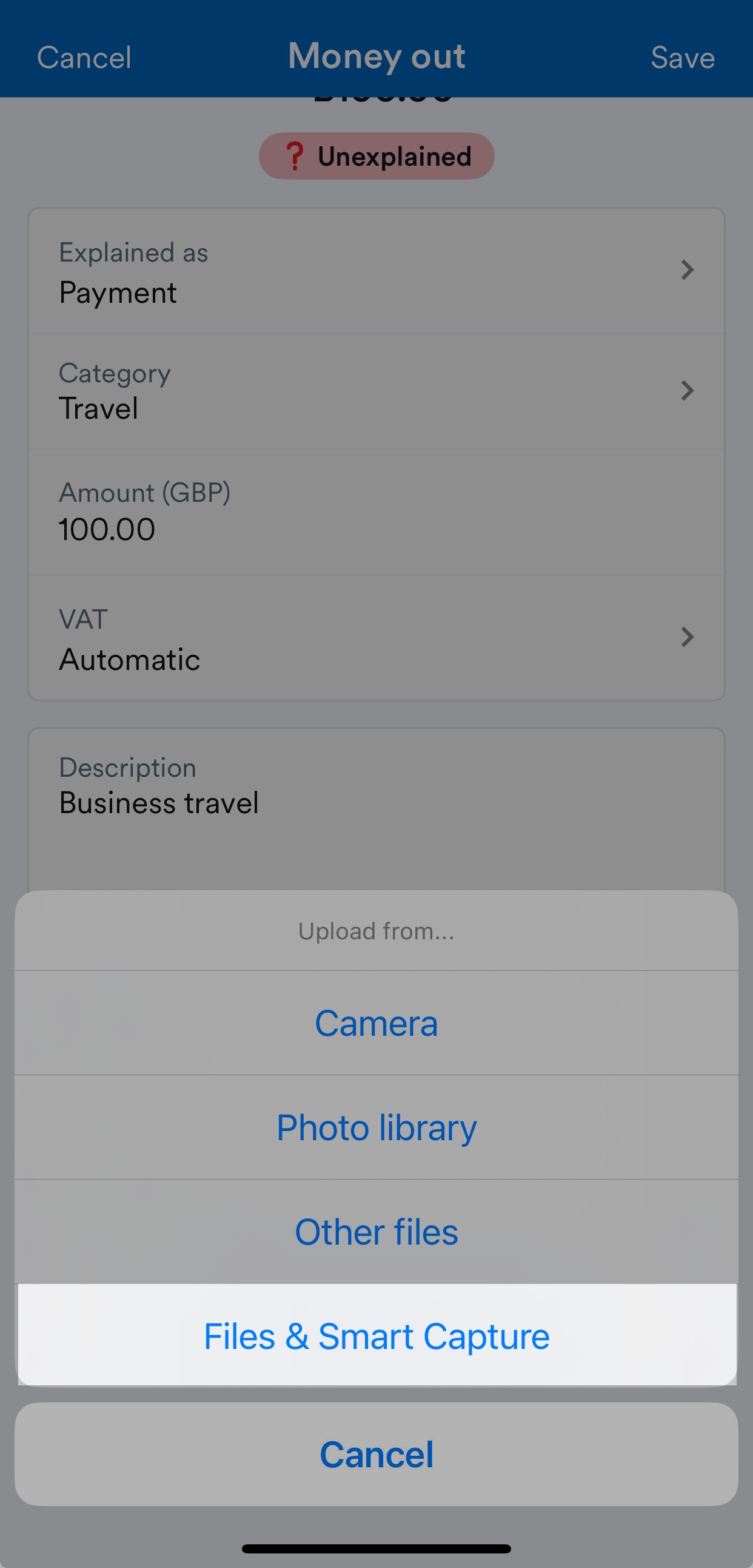 Files and Smart Capture highlighted in the menu