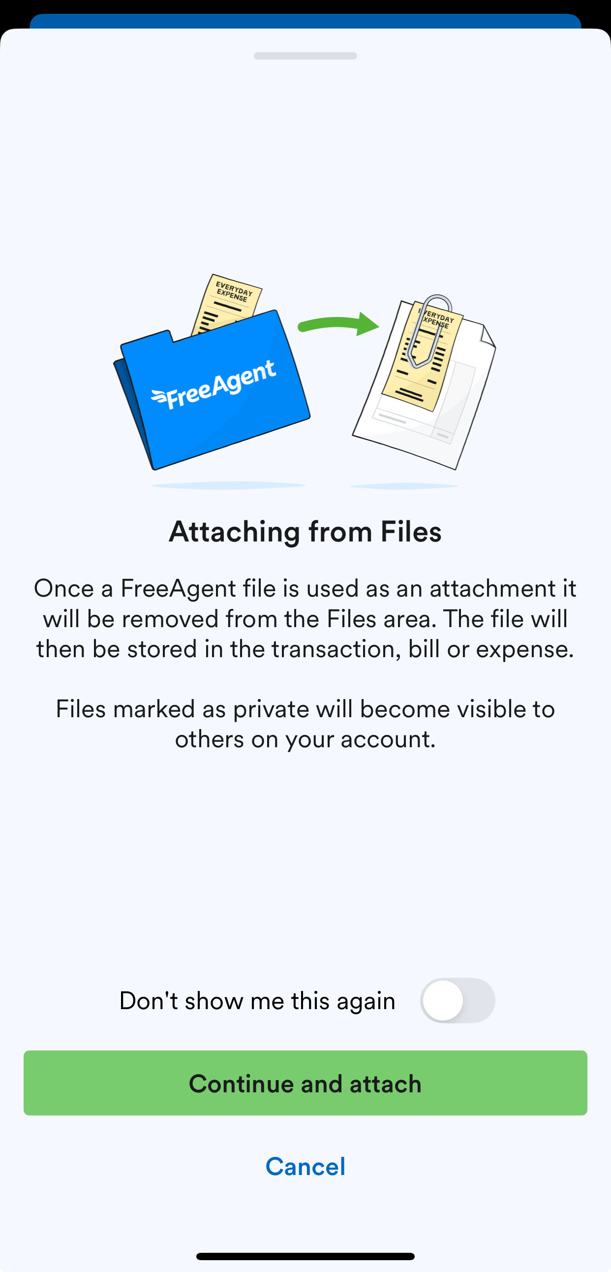 Attaching a file screen