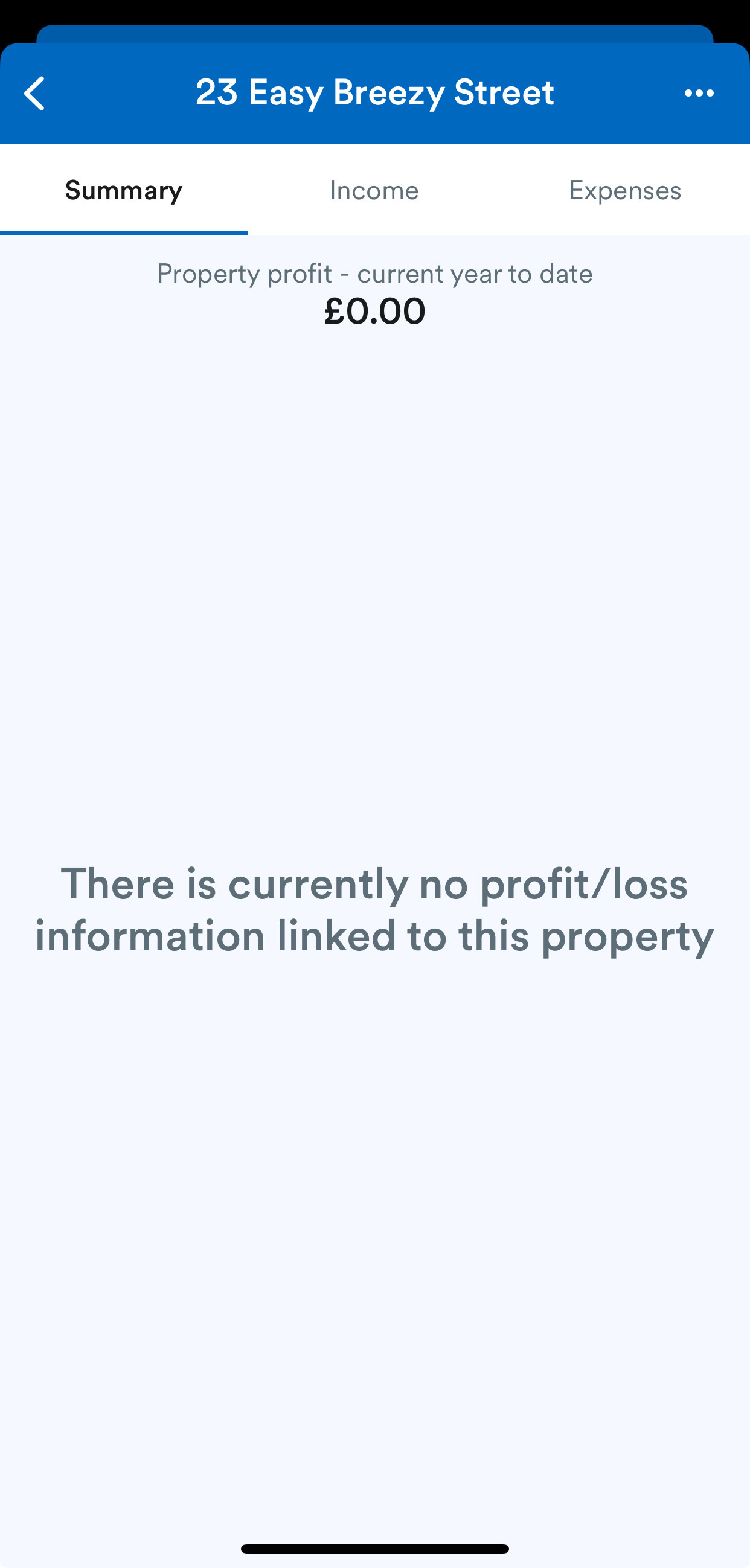 Property summary screen