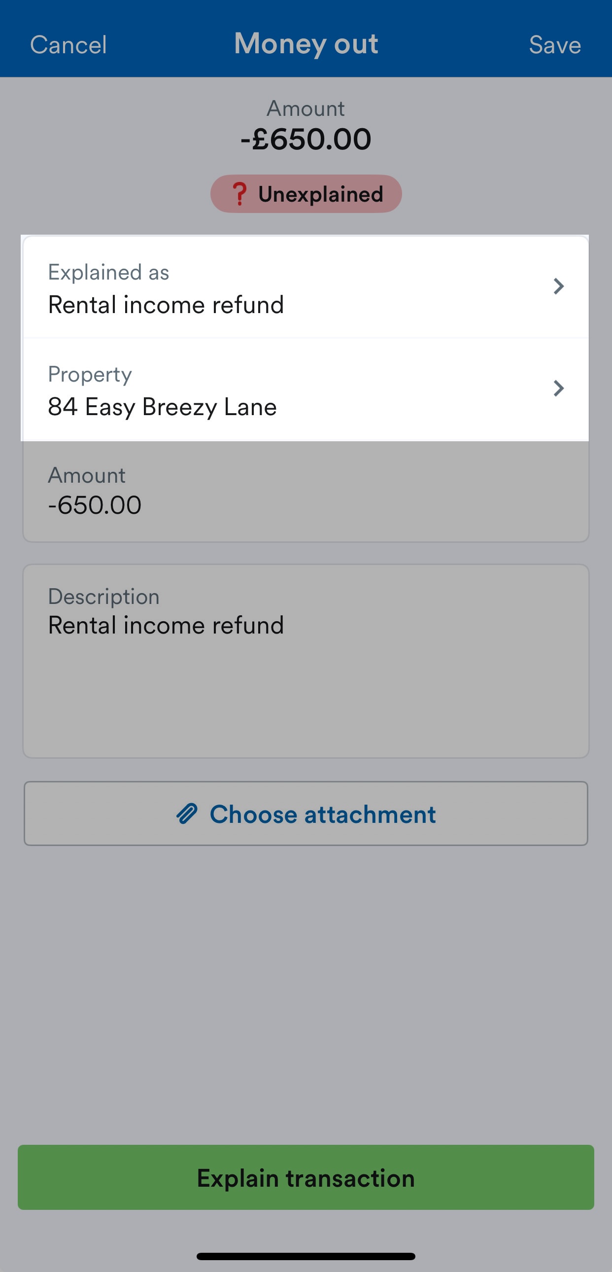 Bank transactions being explained as a rental income refund