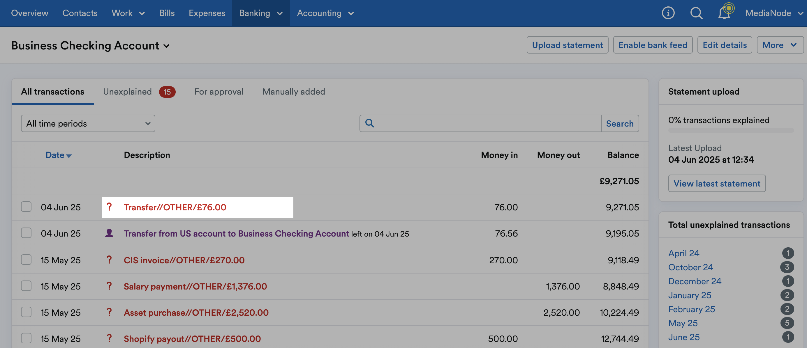Unexplained duplicate transaction highlighted on list of transactions.