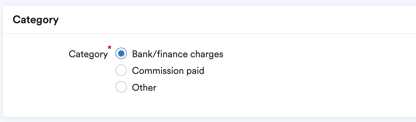 Category options highlighted