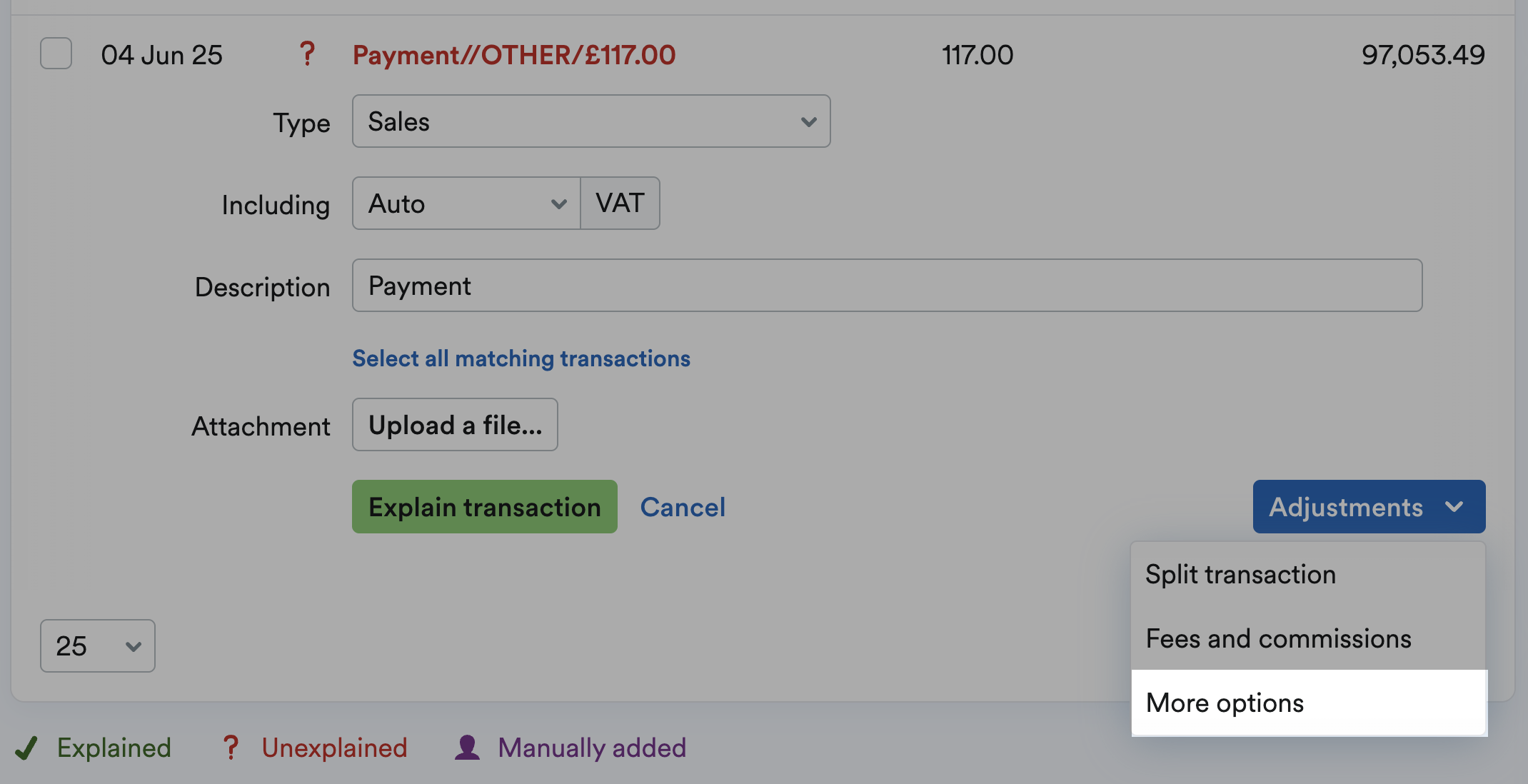 More options highlighted from the Adjustments drop-down menu