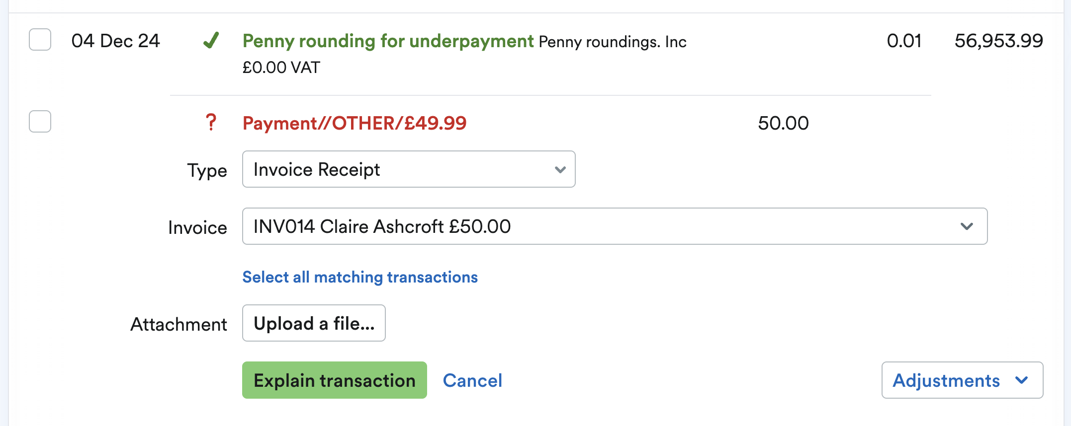 Invoice payment being explained