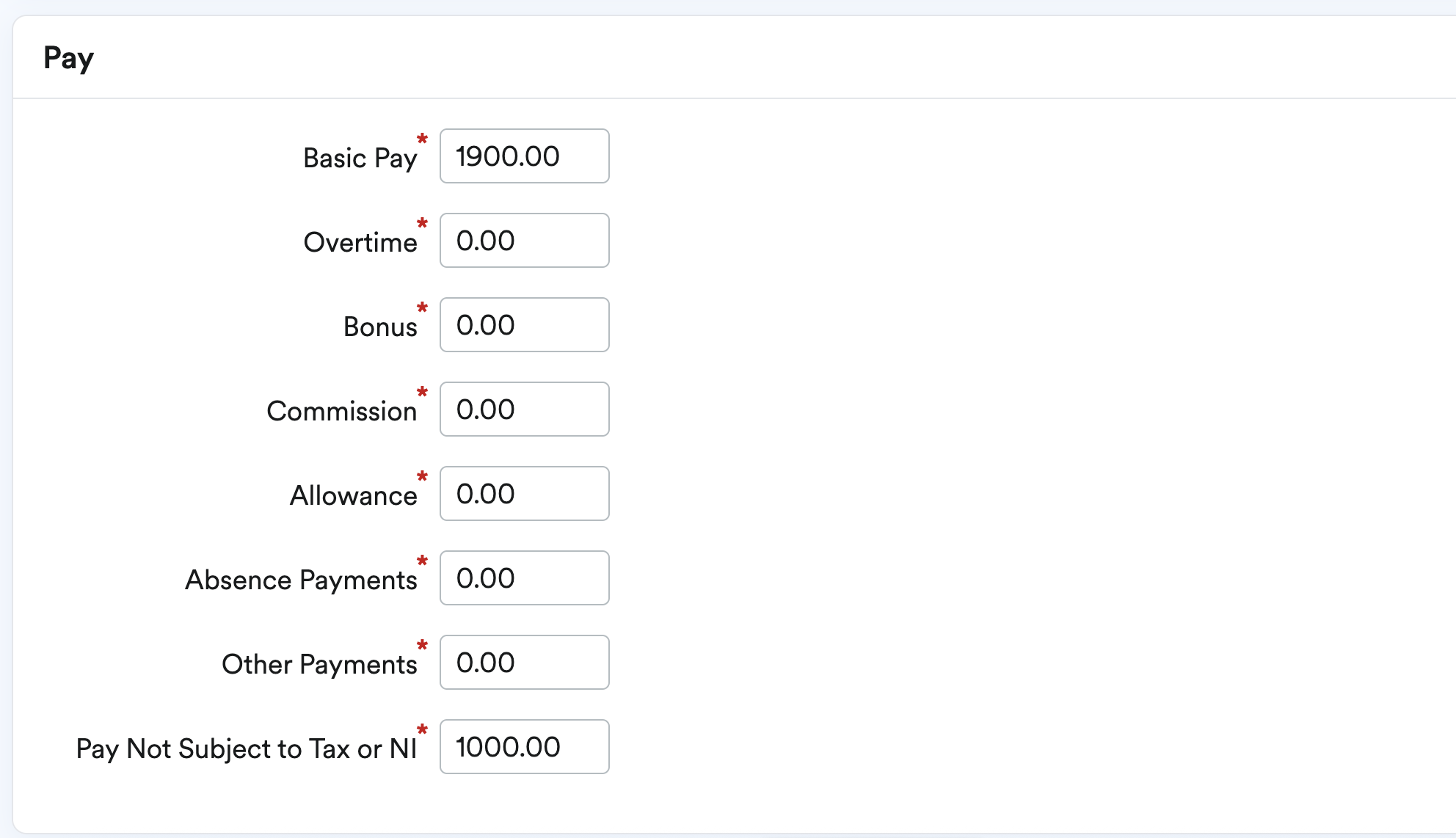 Deduction entered in Pay Not Subject to Tax or NI on a payslip