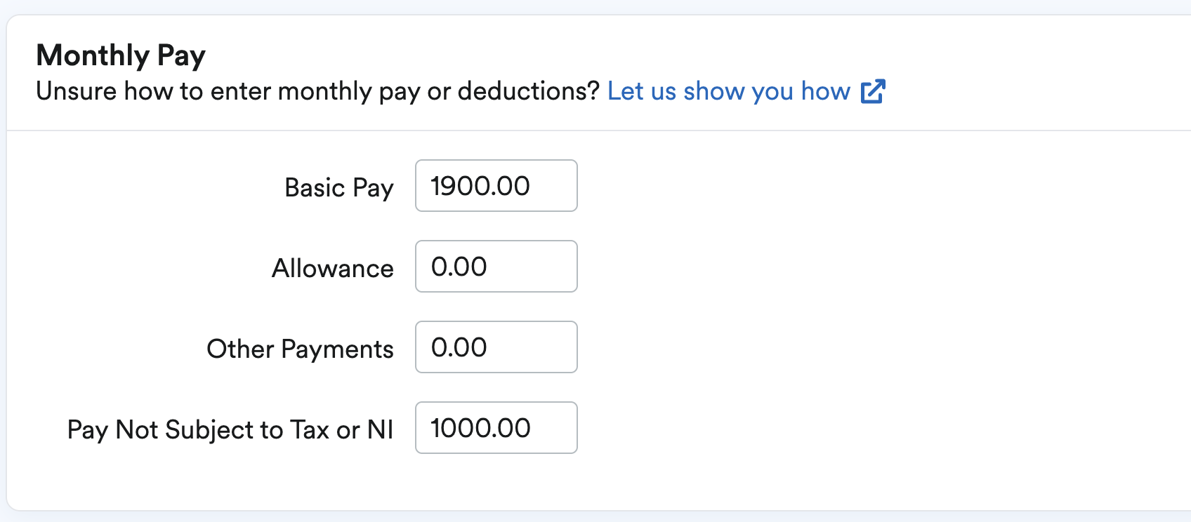 Deduction entered in Pay Not Subject to Tax or NI on a payroll profile