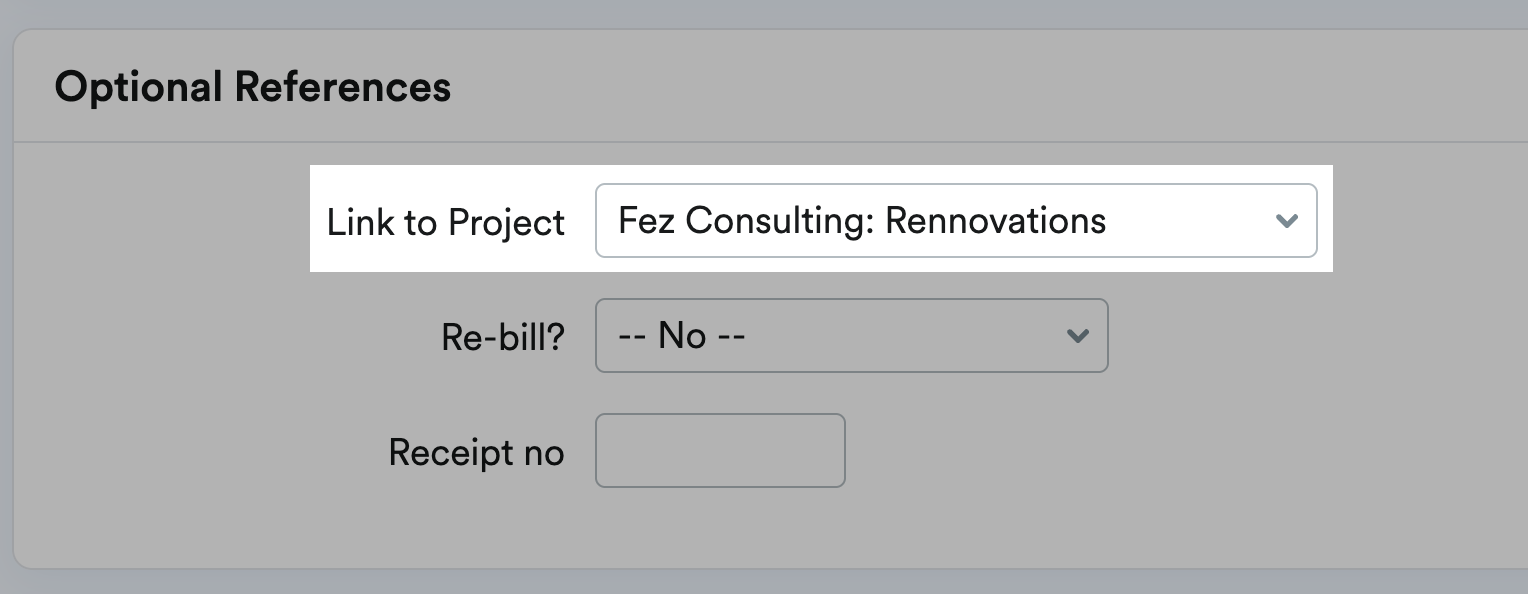 Link to Project field highlighted in he Optional references section