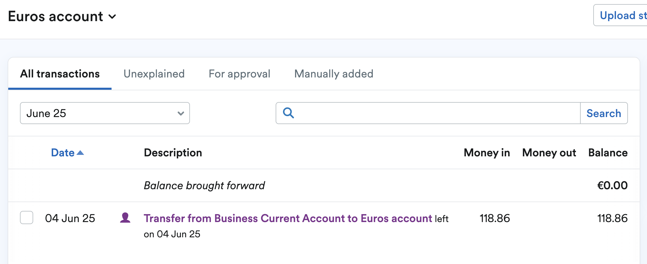 Manual transaction added in other bank account