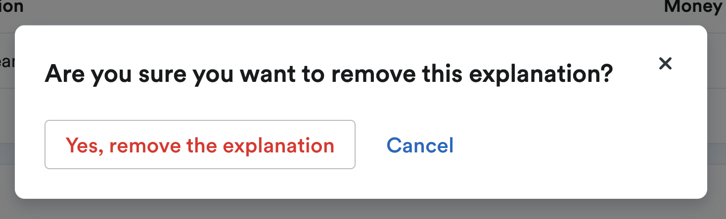 Pop up modal to confirm removal