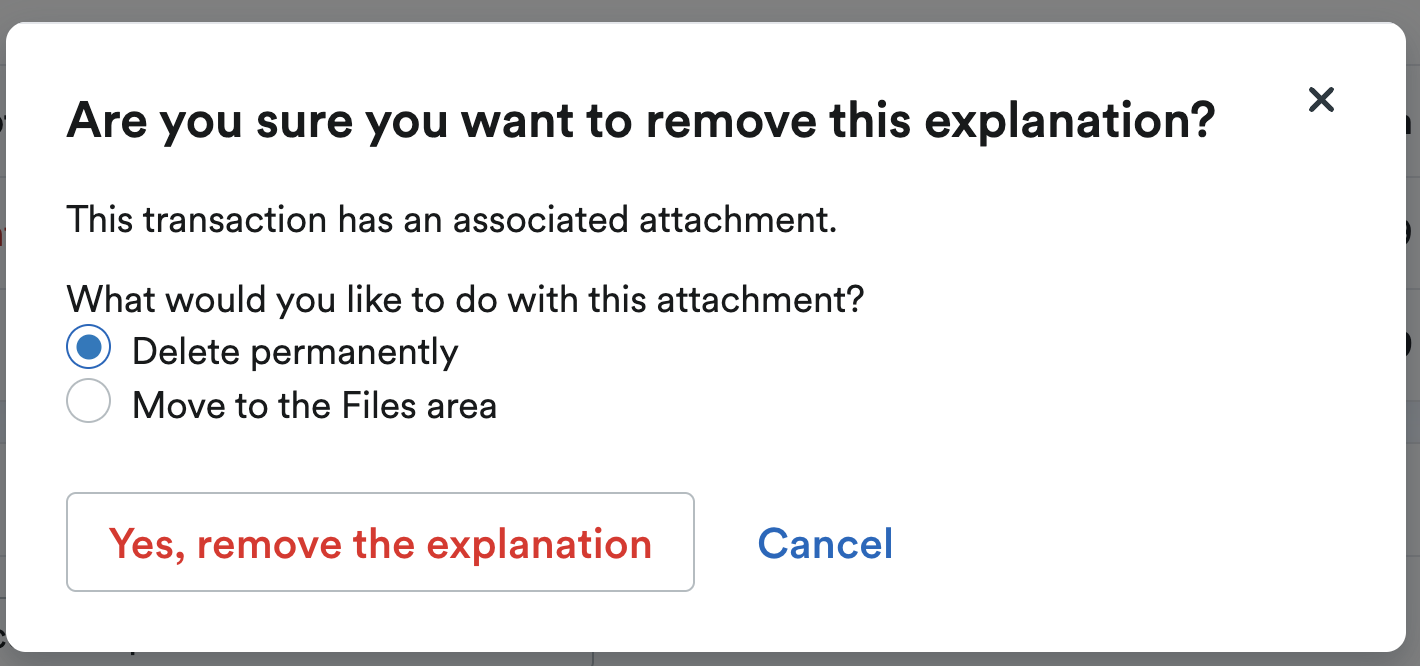 Option to delete attached file or move it to Files area