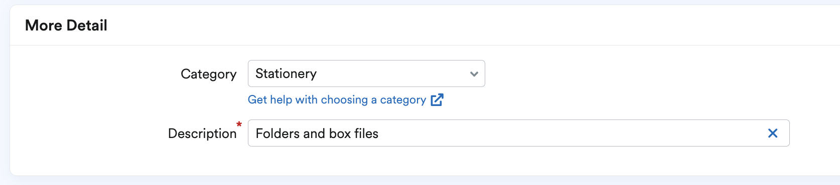 Category and Descriptions fields filled.