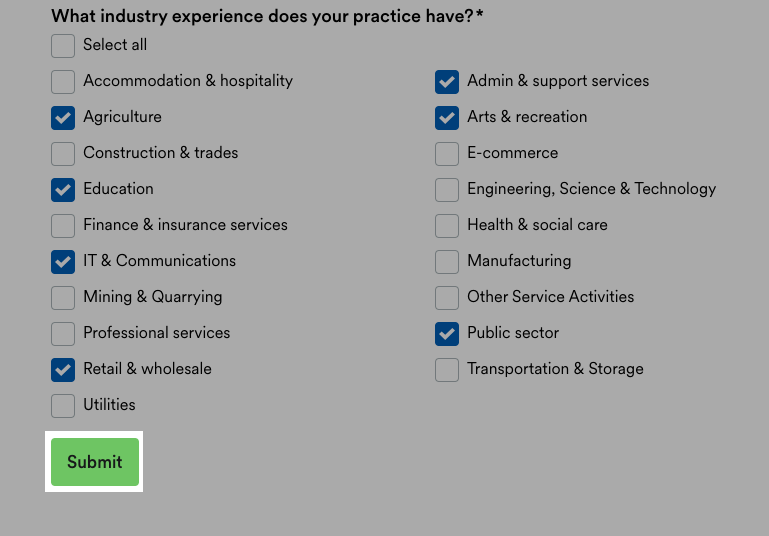 ‘Submit‘ button highlighted at bottom of page.