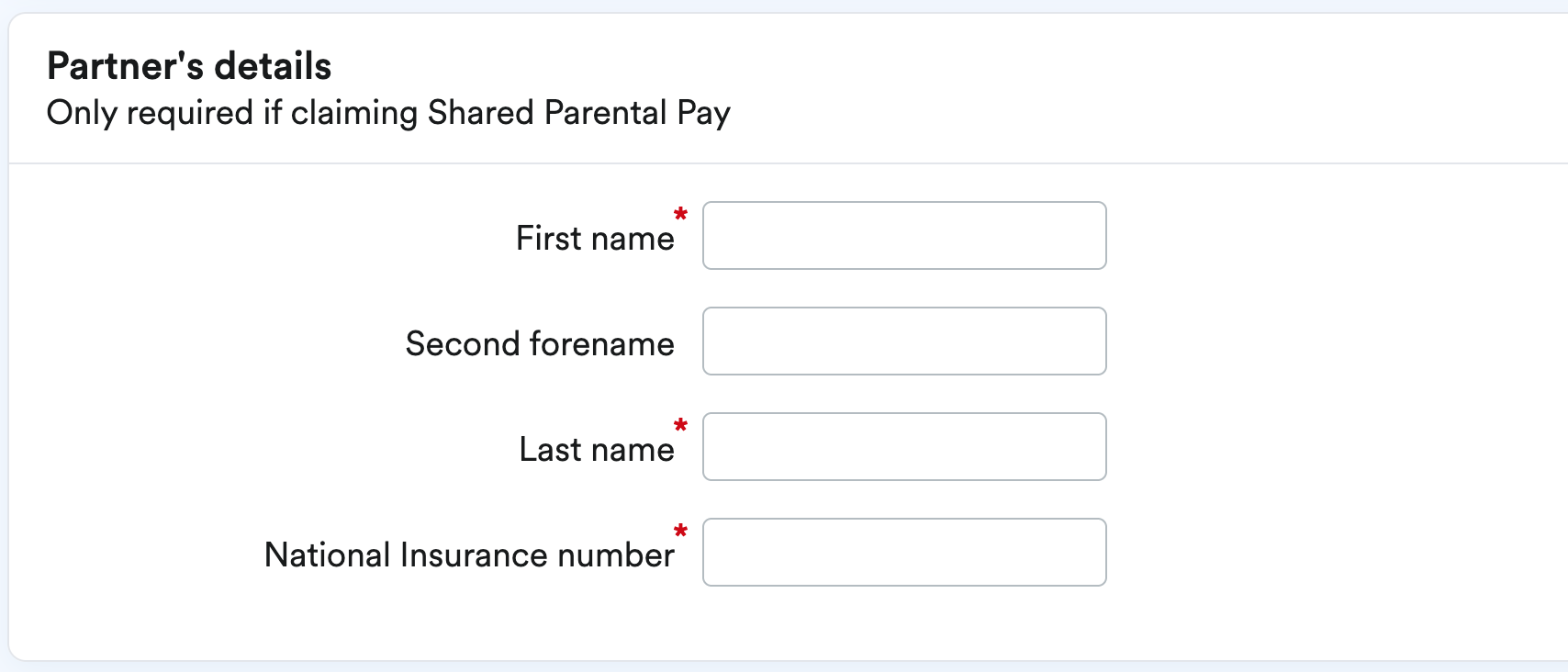 Partner's details section.
