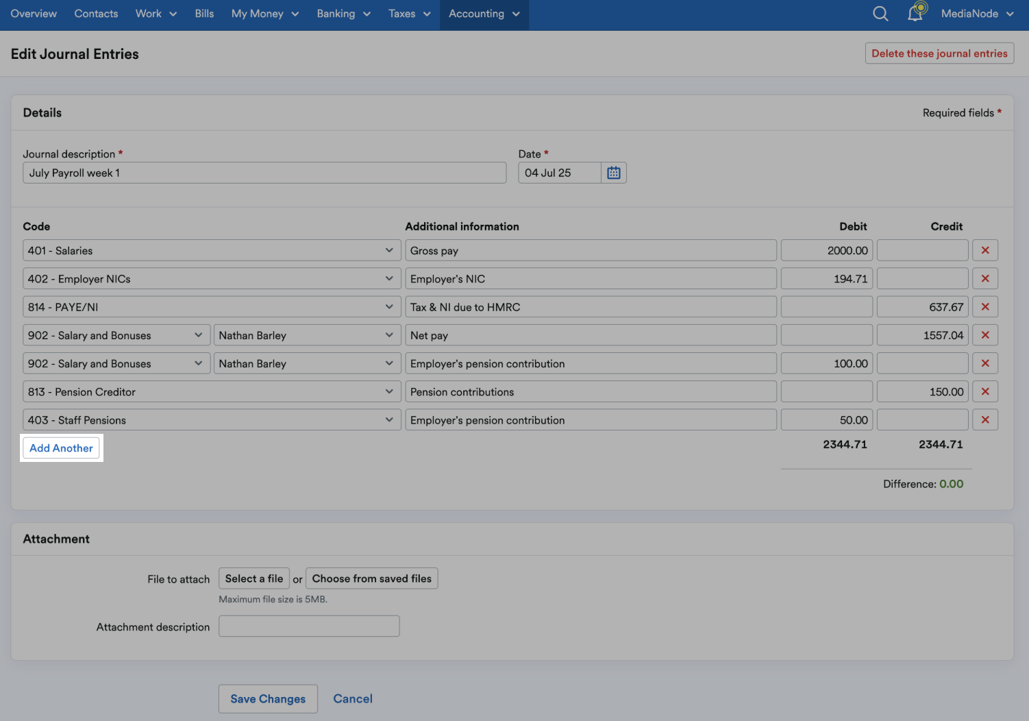 'Add Another' button highlighted under existing entries.