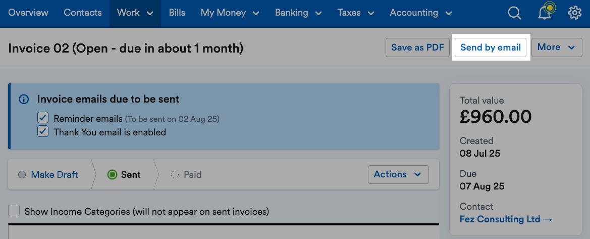 Send by email button highlighted
