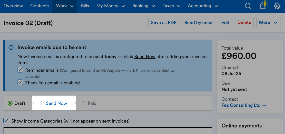 Send Now button highlighted 