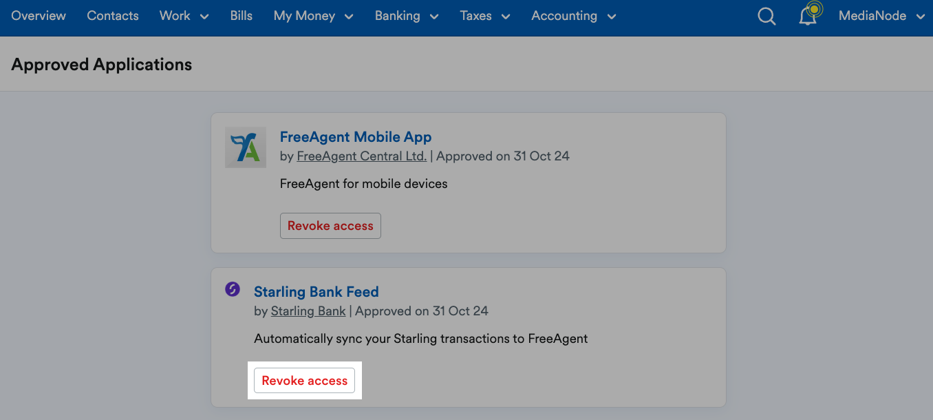 Revoke access button highlighted