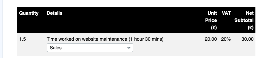 Time showing as a fraction on the invoice