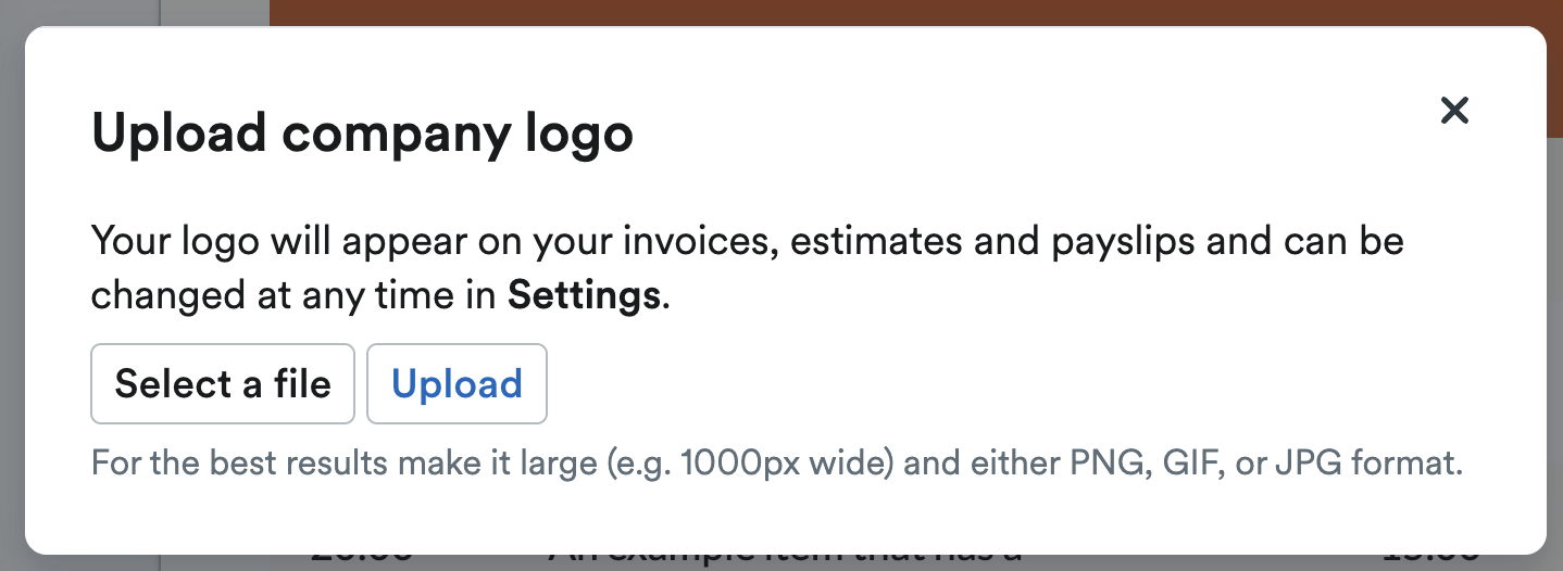 Upload logo modal