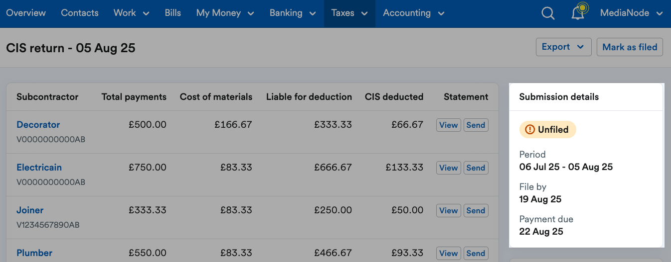 Submission details section highlighted