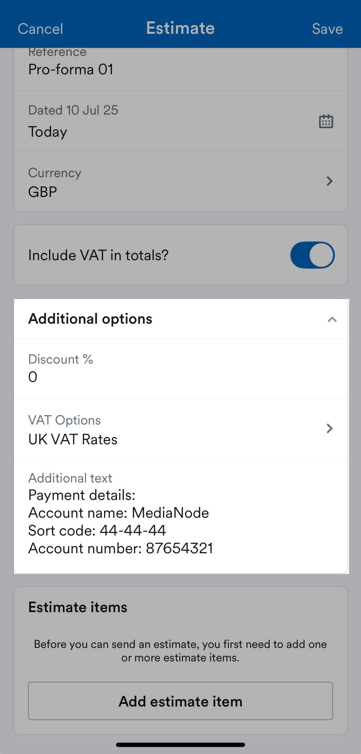 Additional text box highlighted with payment details input.