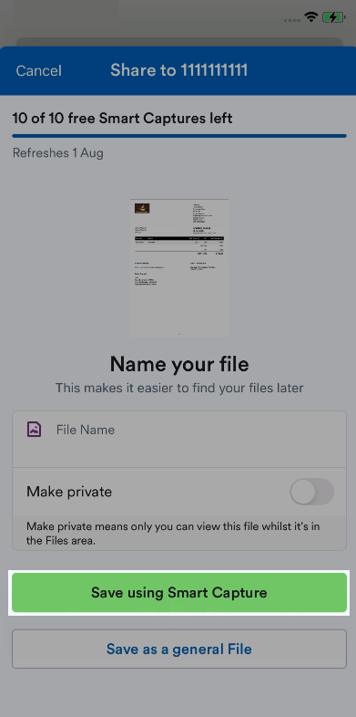 Save to Smart Capture option highlighted