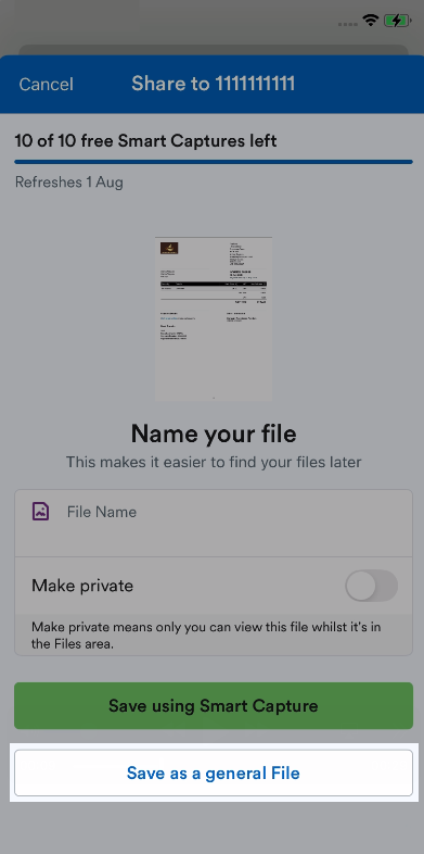 Save as a general file option highlighted