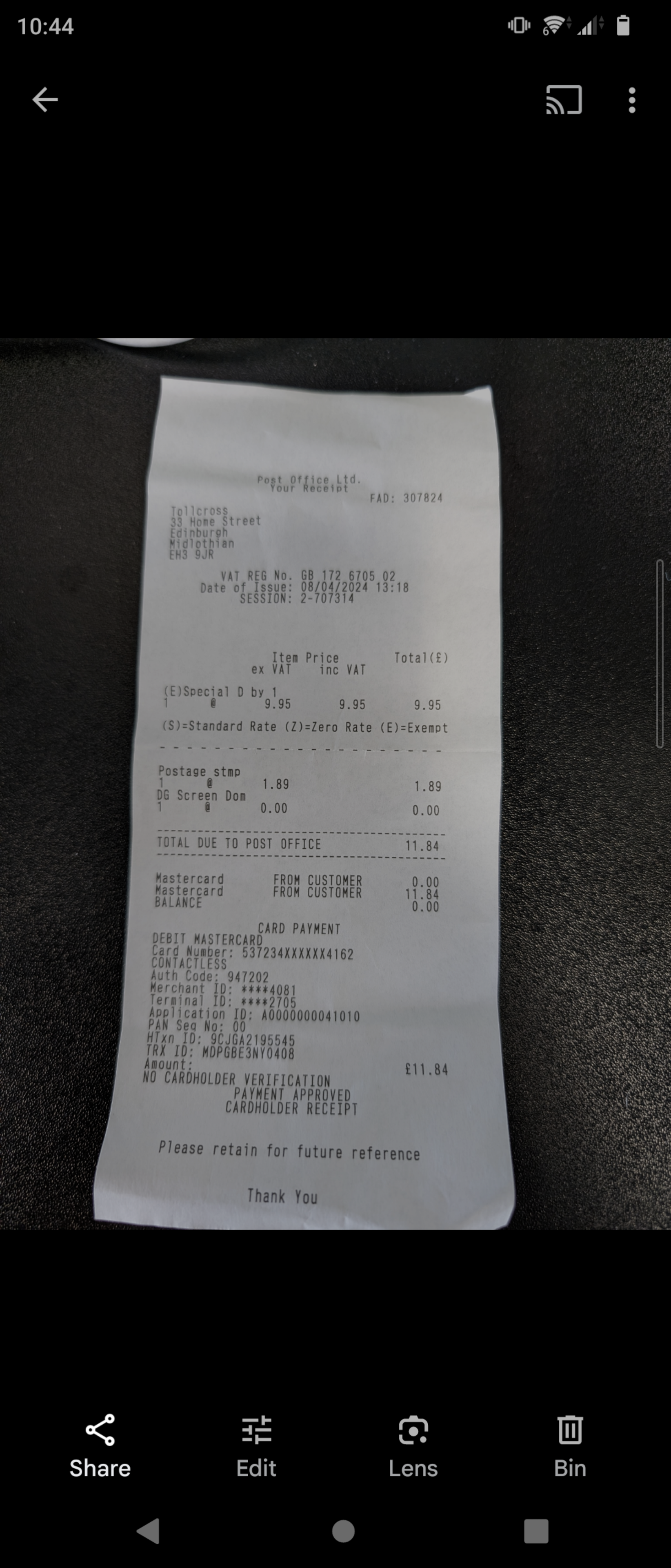 'Share' button highlighted by file.