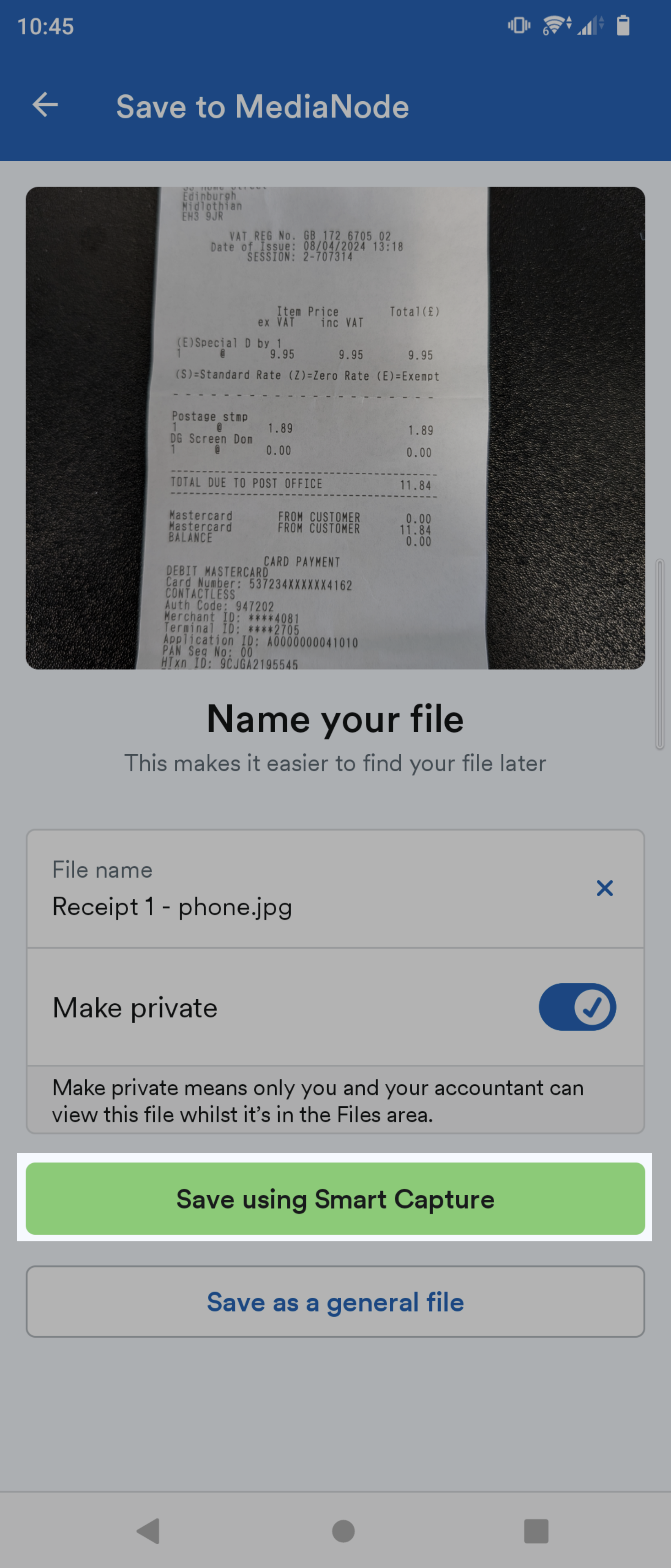 'Save using Smart Capture' button highlighted.